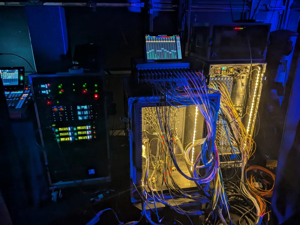Our wireless rack, analog patch bay and SD rack.